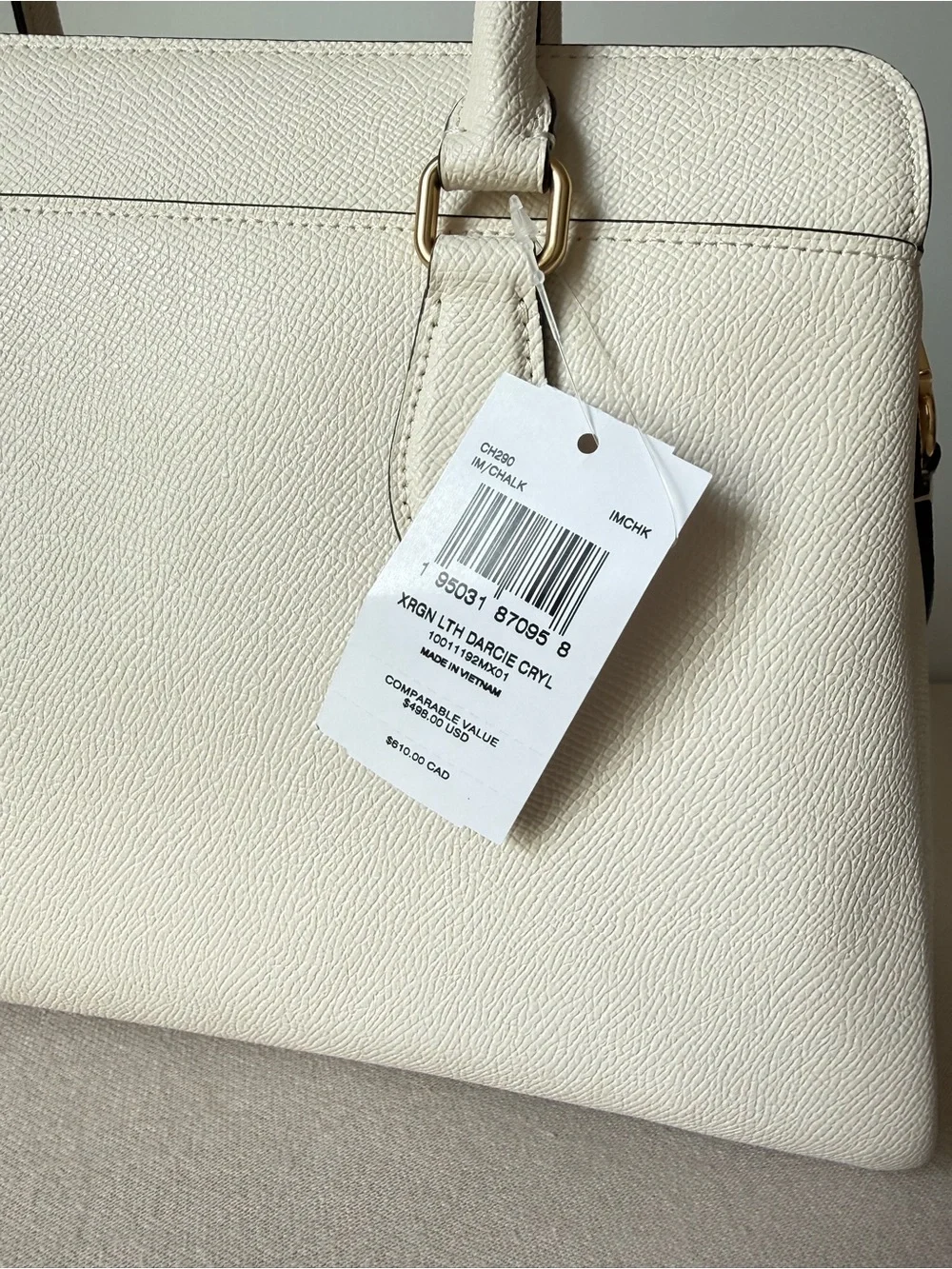 NWT Coach Darcie Carryall Handbag Crossbody Chalk White CH290 Multi Compartment